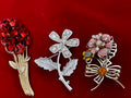 Vintage Flower Motif Brooches group of 3